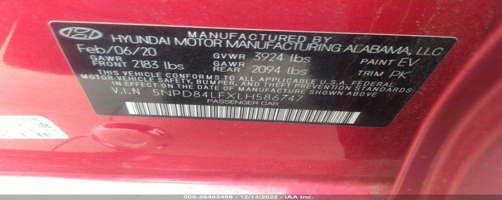 5NPD84LFXLH586747 2020 HYUNDAI ELANTRA photo no. 9