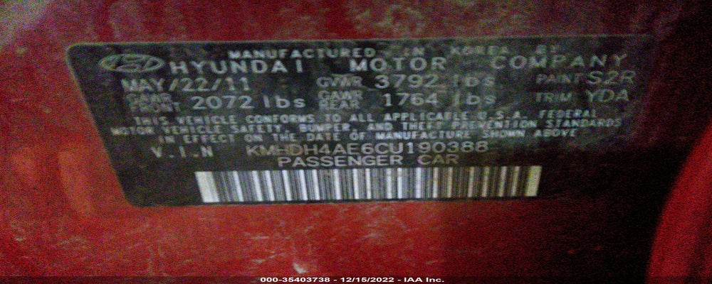 KMHDH4AE6CU190388 2012 HYUNDAI ELANTRA photo no. 9
