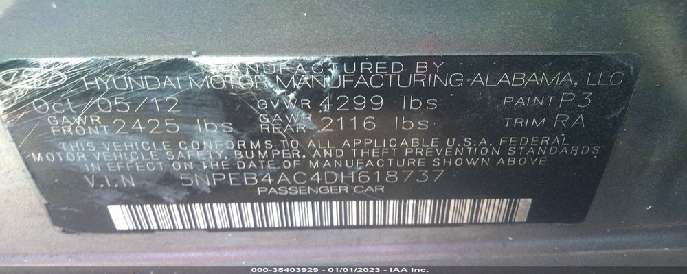 5NPEB4AC4DH618737 2013 HYUNDAI SONATA photo no. 9