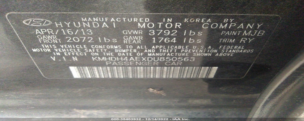 KMHDH4AEXDU850563 2013 HYUNDAI ELANTRA photo no. 9