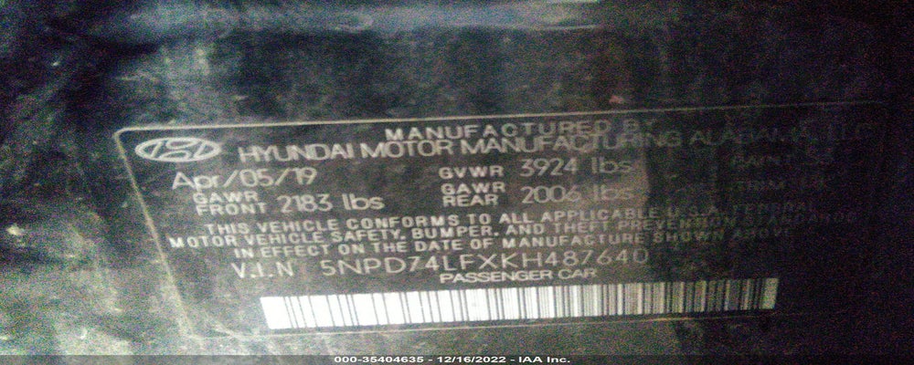 5NPD74LFXKH487640 2019 HYUNDAI ELANTRA photo no. 9