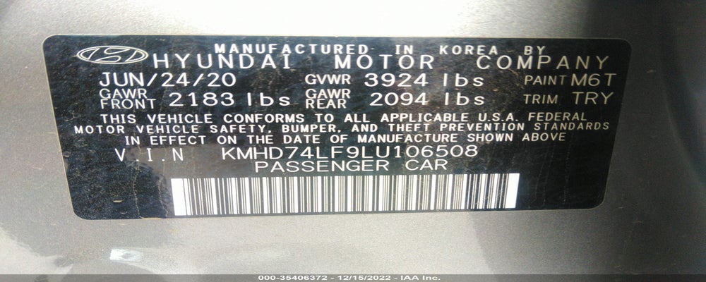 KMHD74LF9LU106508 2020 HYUNDAI ELANTRA photo no. 9