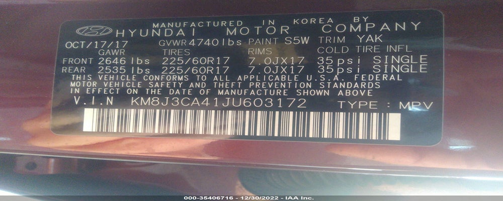 KM8J3CA41JU603172 2018 HYUNDAI TUCSON photo no. 9
