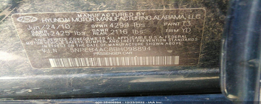5NPEB4AC8BH098894 2011 HYUNDAI SONATA photo no. 9