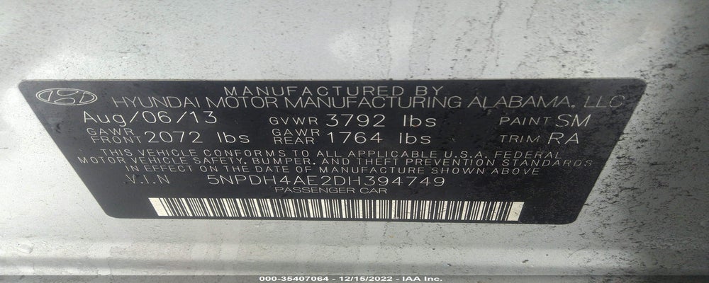 5NPDH4AE2DH394749 2013 HYUNDAI ELANTRA photo no. 9