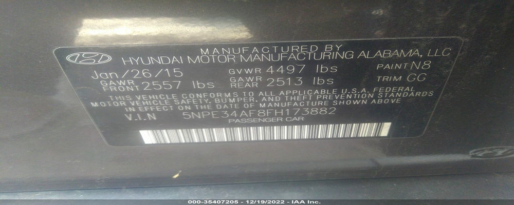 5NPE34AF8FH173882 2015 HYUNDAI SONATA photo no. 9
