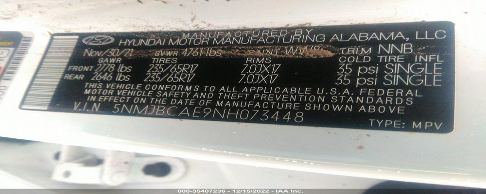 5NMJBCAE9NH073448 2022 HYUNDAI TUCSON photo no. 9