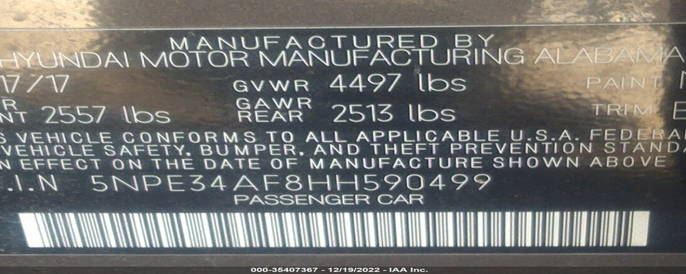 5NPE34AF8HH590499 2017 HYUNDAI SONATA photo no. 9