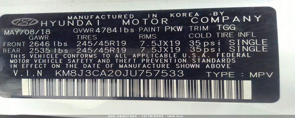 KM8J3CA20JU757533 2018 HYUNDAI TUCSON photo no. 9