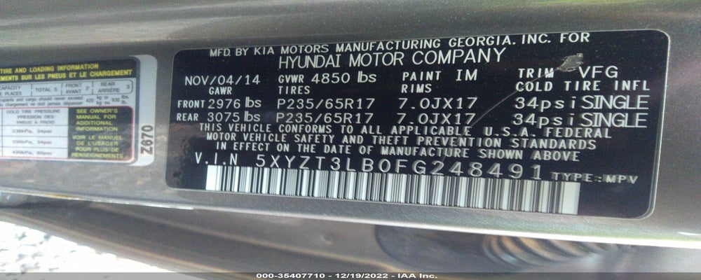 5XYZT3LB0FG248491 2015 HYUNDAI SANTA FE SPORT photo no. 9