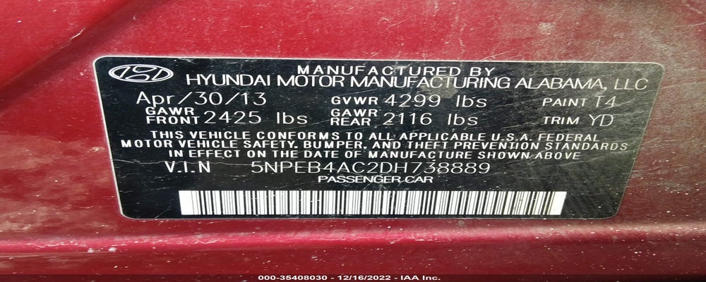 5NPEB4AC2DH738889 2013 HYUNDAI SONATA photo no. 9