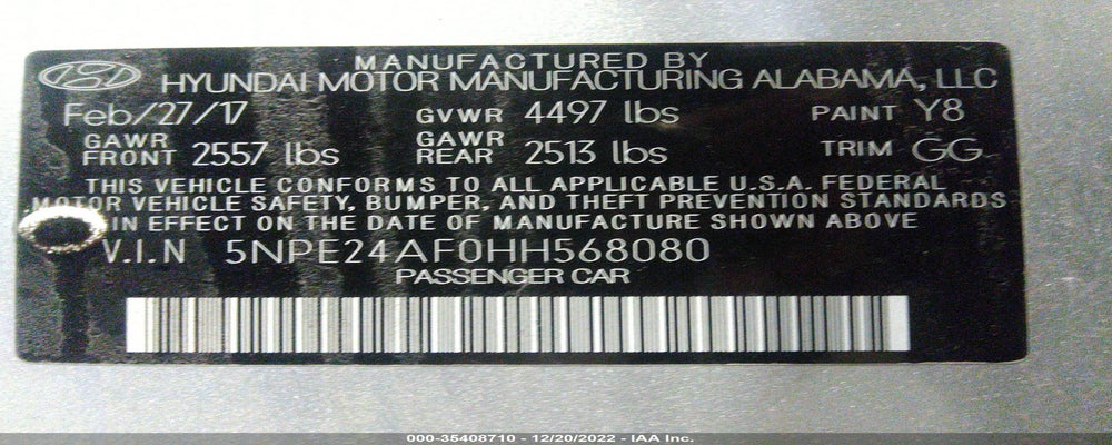 2NPE24AF0HH568080 2017 HYUNDAI SONATA photo no. 9