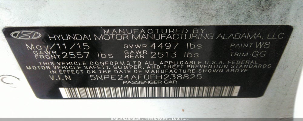 5NPE24AF0FH238825 2015 HYUNDAI SONATA photo no. 9