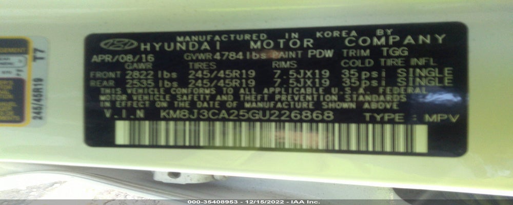 KM8J3CA25GU226868 2016 HYUNDAI TUCSON photo no. 9