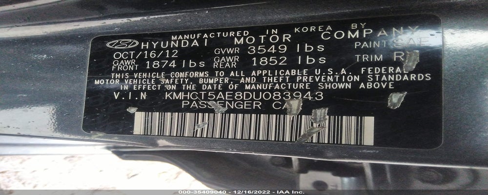KMHCT5AE8DU083943 2013 HYUNDAI ACCENT photo no. 9