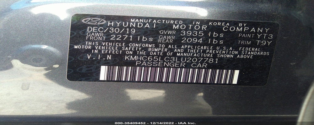 KMHC65LC3LU207781 2020 HYUNDAI IONIQ HYBRID photo no. 9