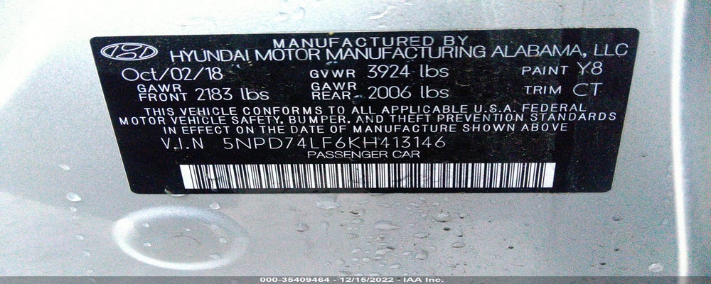 5NPD74LF6KH413146 2019 HYUNDAI ELANTRA photo no. 9