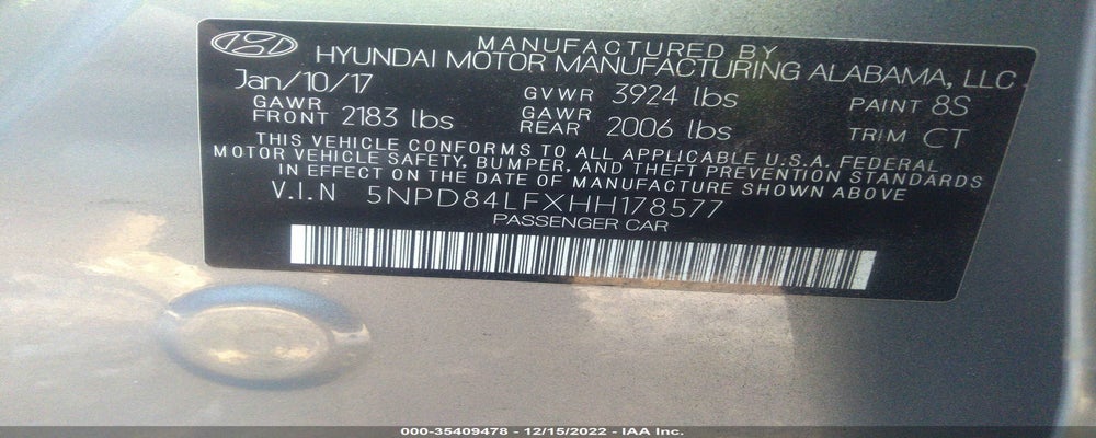 5NPD84LFXHH178577 2017 HYUNDAI ELANTRA photo no. 9