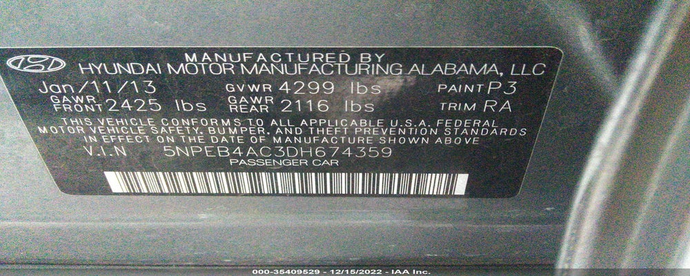 5NPEB4AC3DH674359 2013 HYUNDAI SONATA photo no. 9