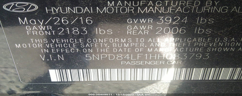 5NPD84LF1HH083793 2017 HYUNDAI ELANTRA photo no. 9