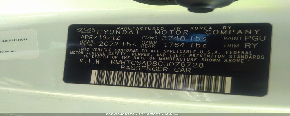 KMHTC6AD8CU076728 2012 HYUNDAI VELOSTER photo no. 9