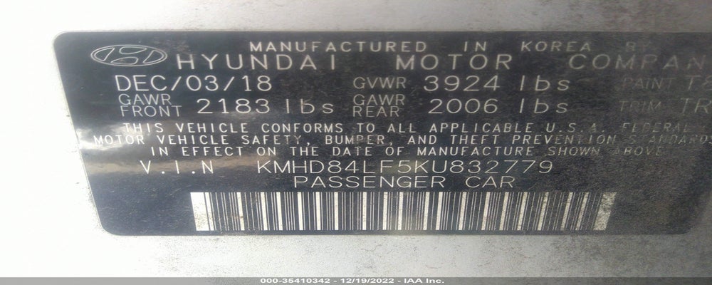 KMHD84LF5KU832779 2019 HYUNDAI ELANTRA photo no. 9