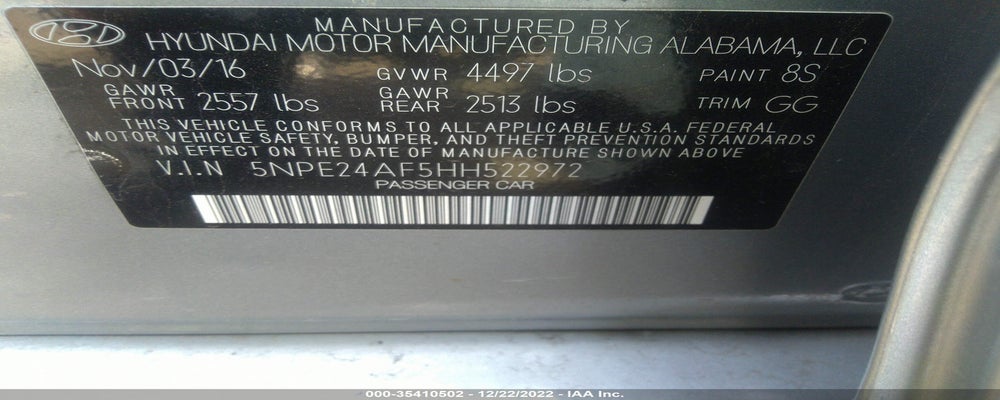 5NPE24AF5HH522972 2017 HYUNDAI SONATA photo no. 9
