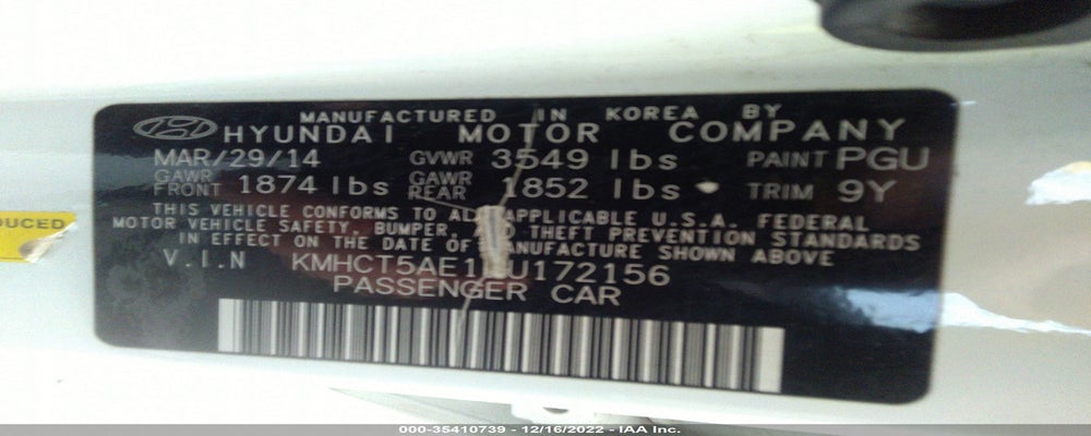 KMHCT5AE1EU172156 2014 HYUNDAI ACCENT photo no. 9