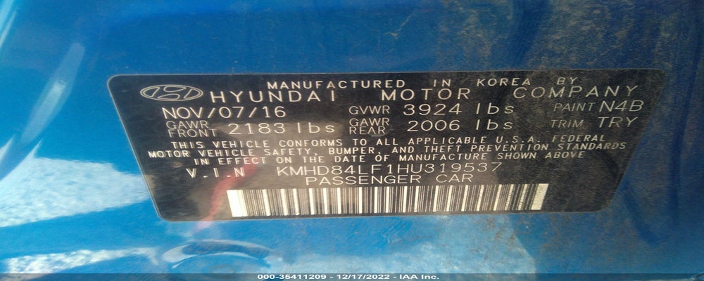 KMHD84LF1HU319537 2017 HYUNDAI ELANTRA photo no. 9