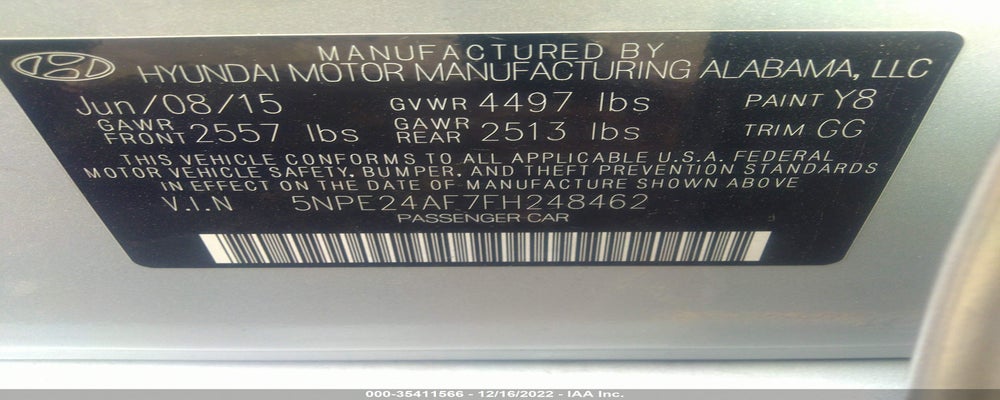5NPE24AF7FH248462 2015 HYUNDAI SONATA photo no. 9