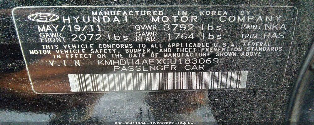 KMHDH4AEXCU183069 2012 HYUNDAI ELANTRA photo no. 9