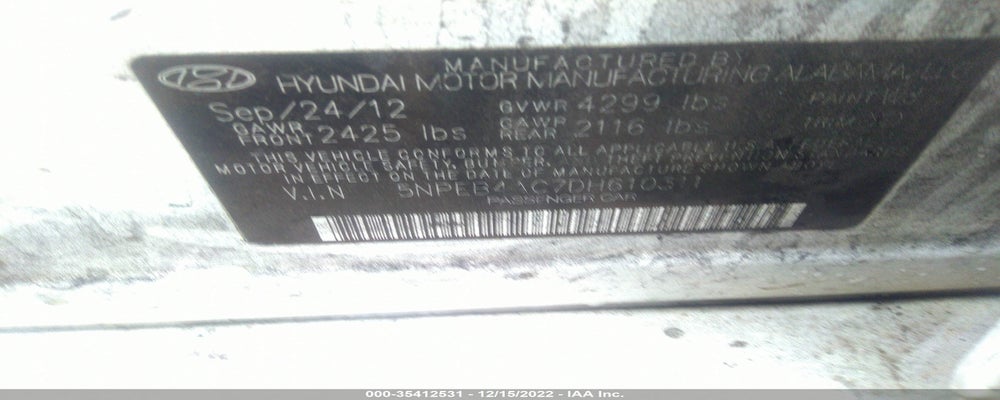 5NPEB4AC7DH610311 2013 HYUNDAI SONATA photo no. 9