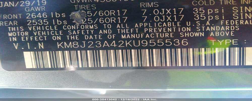 KM8J23A42KU955536 2019 HYUNDAI TUCSON photo no. 9