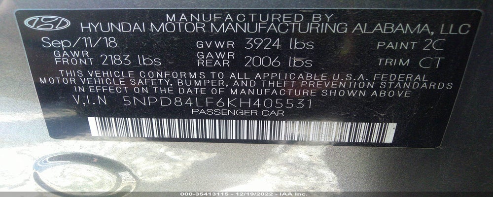 5NPD84LF6KH405531 2019 HYUNDAI ELANTRA photo no. 9