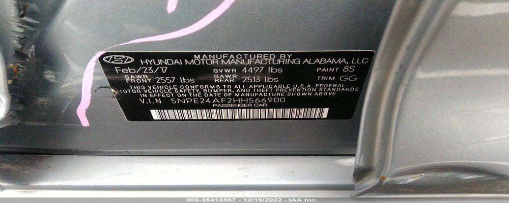 5NPE24AF2HH566900 2017 HYUNDAI SONATA photo no. 9