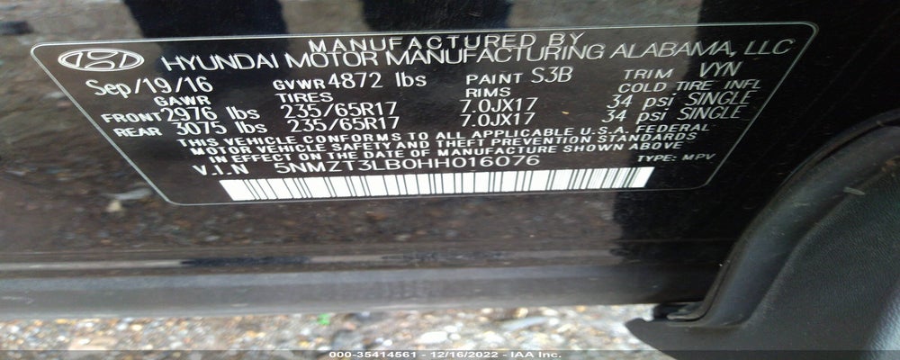 5NMZT3LB0HH016076 2017 HYUNDAI SANTA FE SPORT photo no. 9