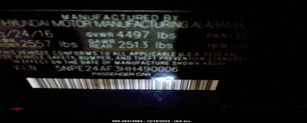 5NPE24AF3HH490006 2017 HYUNDAI SONATA photo no. 9