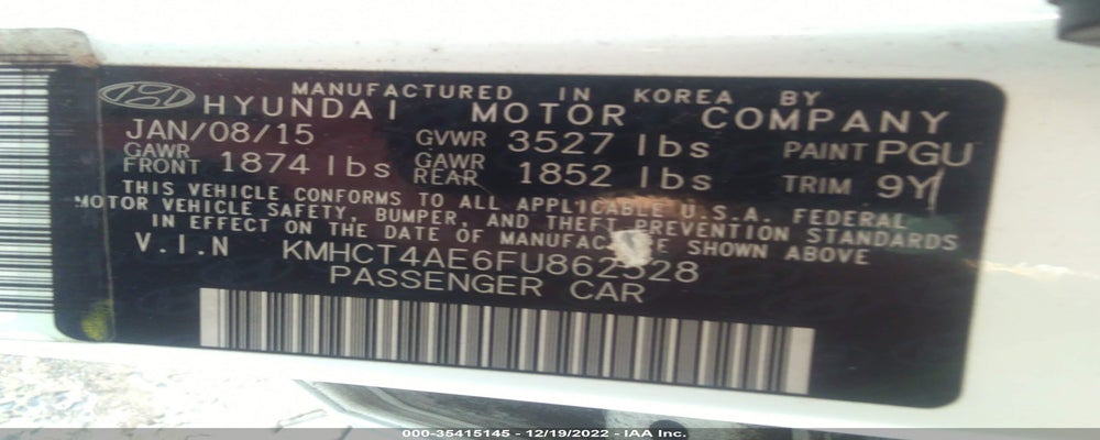 KMHCT4AE6FU862528 2015 HYUNDAI ACCENT photo no. 9