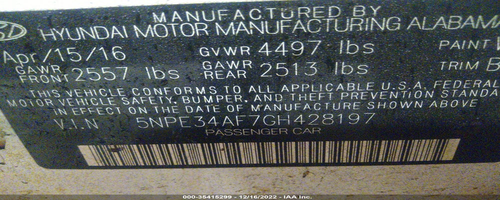 5NPE34AF7GH428197 2016 HYUNDAI SONATA photo no. 9
