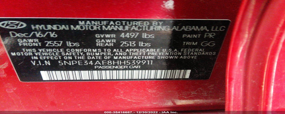 5NPE34AF8HH539911 2017 HYUNDAI SONATA photo no. 9