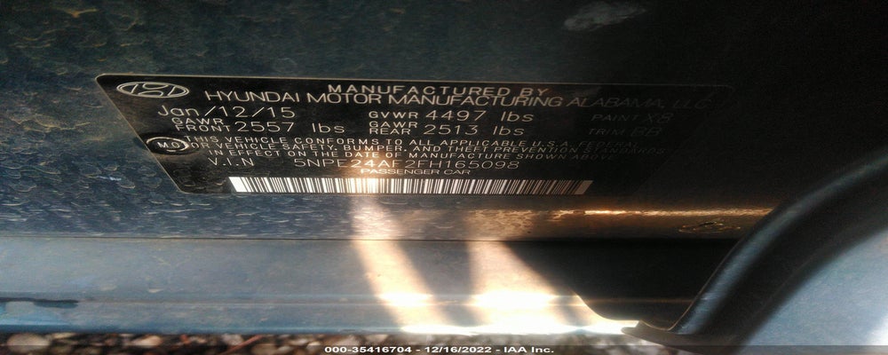 5NPE24AF2FH165098 2015 HYUNDAI SONATA photo no. 9