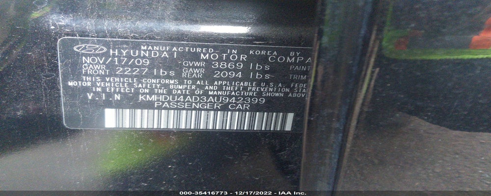 KMHDU4AD3AU942399 2010 HYUNDAI ELANTRA photo no. 9