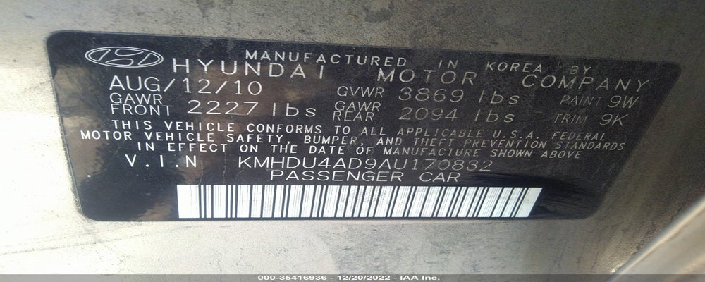 KMHDU4AD9AU170832 2010 HYUNDAI ELANTRA photo no. 9