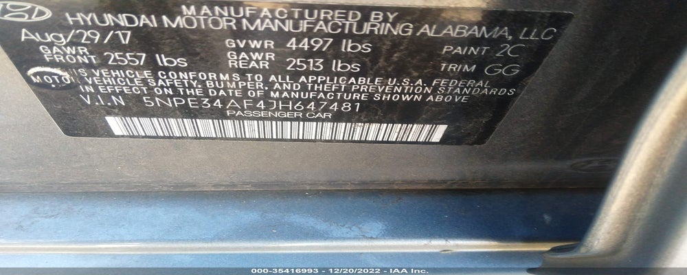 5NPE34AF4JH647481 2018 HYUNDAI SONATA photo no. 9