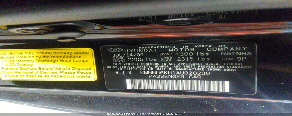 KMHHU6KH1AU020230 2010 HYUNDAI GENESIS photo no. 9