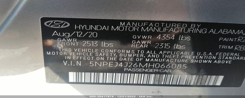 5NPEJ4J26MH066085 2021 HYUNDAI SONATA photo no. 9