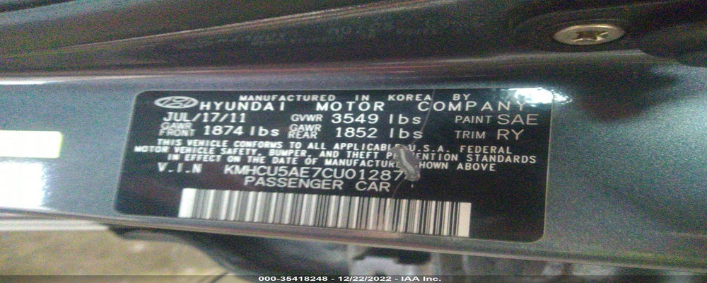 KMHCU5AE7CU012874 2012 HYUNDAI ACCENT photo no. 9