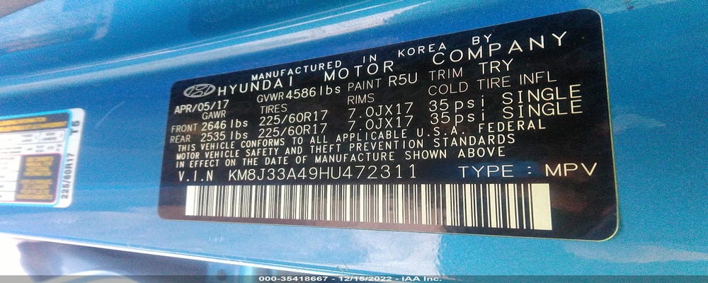 KM8J33A49HU472311 2017 HYUNDAI TUCSON photo no. 9