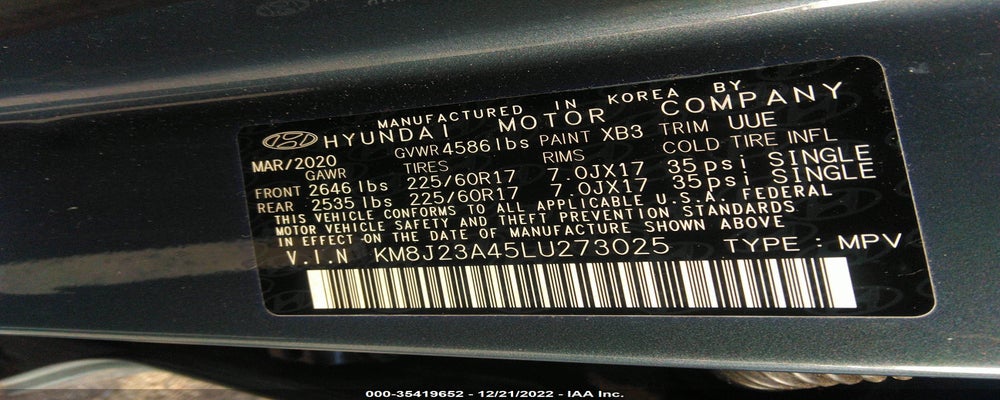 KM8J23A45LU273025 2020 HYUNDAI TUCSON photo no. 9