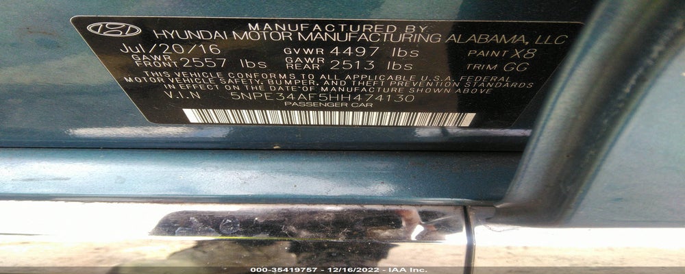 5NPE34AF5HH474130 2017 HYUNDAI SONATA photo no. 9